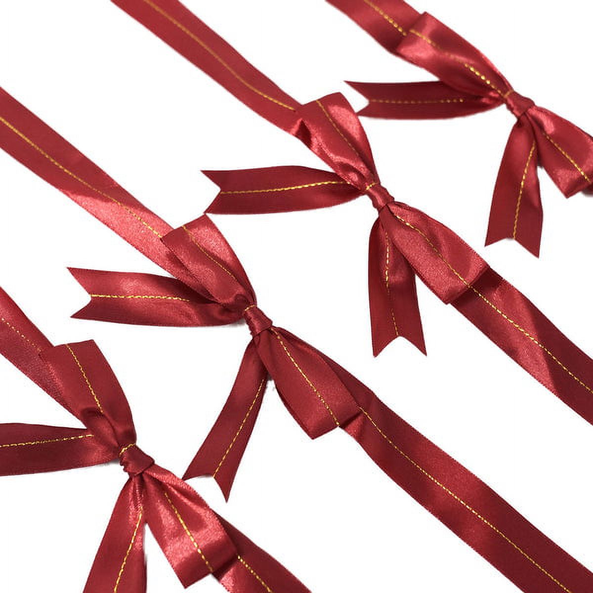 Efavormart 50 Pcs | 10 Burgundy Pre Tied Ribbon Bows, Satin Ribbon With  Gold Foil Lining For Gift Basket & Party Favors Decor